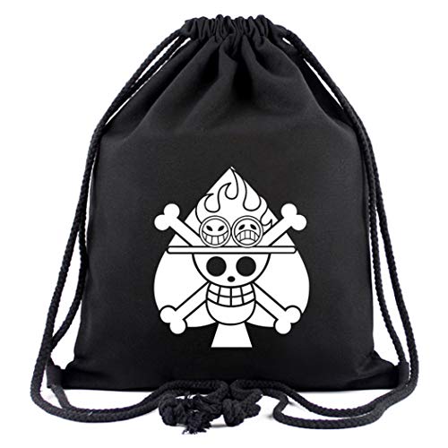 WANHONGYUE One Piece Portgas D Ace Anime Sporttasche Turnbeutel Training Tasche Gym Sack Drawstring Bag Schwarz-8 von WANHONGYUE