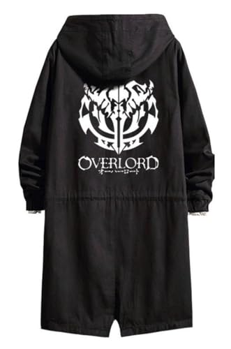 WANHONGYUE Overlord Anime Hoodie Strenchcoat mit Kapuze Cosplay Kostüm Lang Windbreaker Jacke Outwear Sweatshirt Mäntel Schwarz/2 L von WANHONGYUE