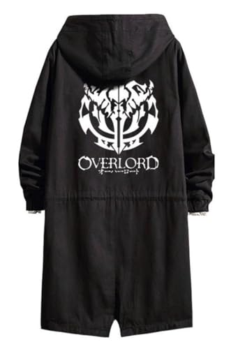 WANHONGYUE Overlord Anime Hoodie Strenchcoat mit Kapuze Cosplay Kostüm Lang Windbreaker Jacke Outwear Sweatshirt Mäntel Schwarz/2 L von WANHONGYUE