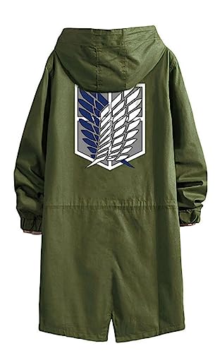 WANHONGYUE Anime Hoodie Strenchcoat mit Kapuze Cosplay Kostüm Lang Windbreaker Jacke Outwear Sweatshirt Mäntel Armeegrün/1 XXL WANHONGYUE Anime Hoodie Strenchcoat mit Kapuze Cosplay Kostüm Lang Windbreaker Jacke Outwear Sweatshirt Mäntel Armeegrün/1 XXL von WANHONGYUE