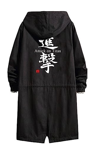 WANHONGYUE Anime Hoodie Strenchcoat mit Kapuze Cosplay Kostüm Lang Windbreaker Jacke Outwear Sweatshirt Mäntel Schwarz/2 M von WANHONGYUE