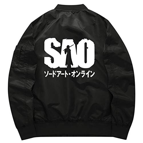 WANHONGYUE Sword Art Online SAO Anime Flieger Bomberjacke Damen Herren Cosplay Leuchtend Kurz Harrington Piloten Jacket Windbreaker Outwear Mantel Schwarz 1 S von WANHONGYUE