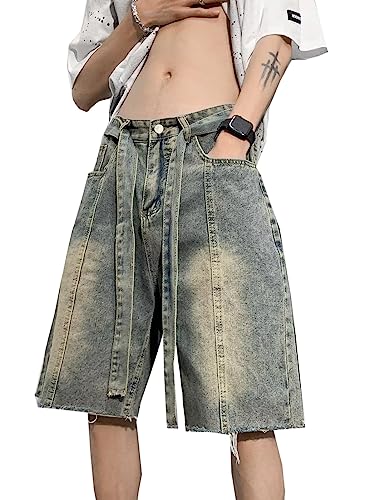 Baggy Jeans Shorts Herren Sommer Y2K Jeanshorts Hip Hop Denim Shorts Bermuda Shorts Vintage Streetwear Kurze Jeans von WANLAI