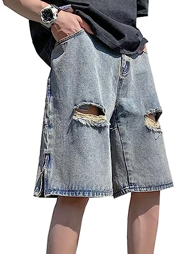 Baggy Jeans Shorts Herren Y2K Shorts Sommer Hip Hop Ripped Hole Denim Shorts Jungen Streetwear Bermuda Shorts von WANLAI