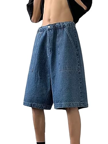 Baggy Jeans Y2K Shorts Sterne Herren Sommer Hip Hop Jeans Kurz Streetwear Kordelzug Denim Shorts Jungen Bermuda Shorts von WANLAI