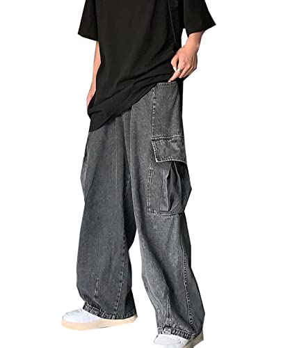 Herren Baggy Jeans Y2K Jeanshose Vintage Bedruckt Denim Hosen Hip Hop Streetwear Hose Straight Leg Skateboard Jeans von WANLAI