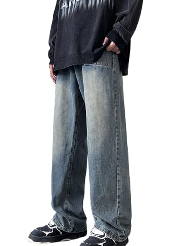 Herren Baggy Jeans Y2k Hip Hop Jeanshose Jungen Vintage Breite Jeans Streetwear Hip Hop Jeans Skateboard Hosen von WANLAI
