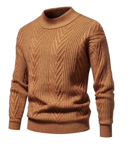 Herren Pullover Winter Halbkragen Lässig Strickpullover Warm Jacquard Pullover Sweater für Männer von WANLAI