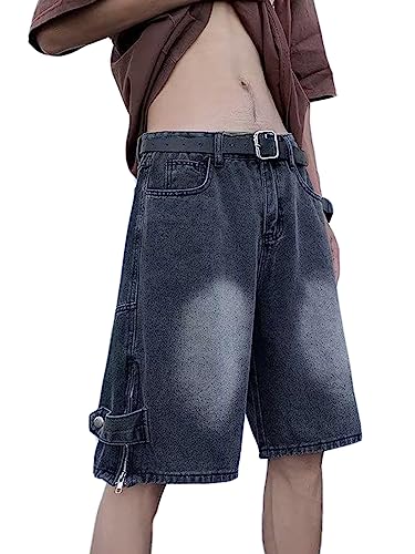 Jeans Shorts Herren Sommer Vintage Y2k Baggy Kurz Jeans Hip Hop Jeanshorts Streetwear Denim Shorts Bermuda Cargo Shorts von WANLAI