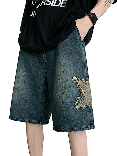 WANLAI Baggy Y2K Jeans Shorts für Herren Sommer Bermuda Shorts Vintage Hip Hip Jeanshorts Teenager Jungen Streetwear Cargo Shorts von WANLAI