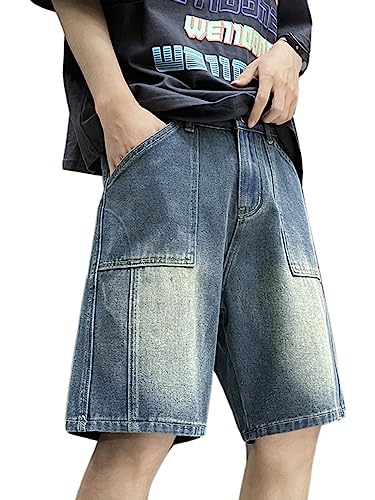 WANLAI Baggy Y2K Jeans Shorts für Herren Sommer Bermuda Shorts Vintage Hip Hip Jeanshorts Teenager Jungen Streetwear Cargo Shorts von WANLAI