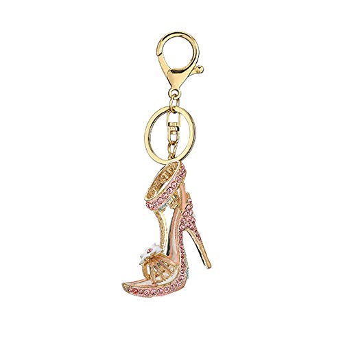 Blumen-High-Heels-Strass-Schlüsselanhänger, funkelnde Sandalen, Schlüsselanhänger (Pink), rose, trumpet von WANLIAN