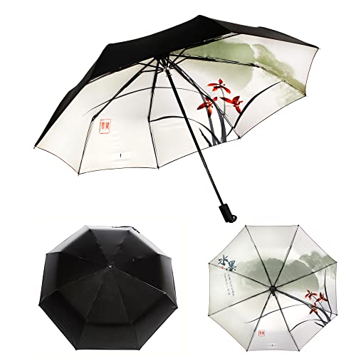 WANLIAN Sonnenschirm Handschirm Regenschirme UV Schutz Taschenschirme für Damen Regenschirme Sonnenschirm Triple Taschenschirme für Frauen (Orchidee), Klein von WANLIAN