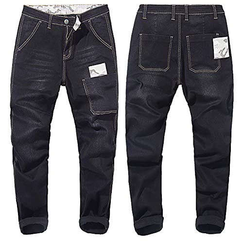 Herren Stretch Jeans Lose Hosen Übergrößen Herrenbekleidung Größe King -Black_XXL von WANMN