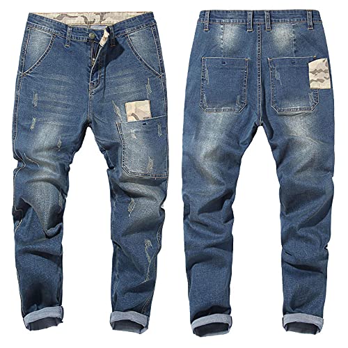 Herren Stretch Jeans Weite Hosen Übergrößen Herrenbekleidung Größe King -Light_Blue_11XL von WANMN