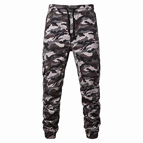 WANMN Herren Jogginghose Camo Jogginghose Running Trainingshose für Herren mit Taschen Alltagshose-Grau_3XL von WANMN