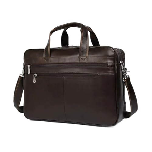 WANQIAN Herren Aktentaschen Handtaschen Echtes Leder Messenger Schultertaschen Computer Tragetaschen Laptop Taschen(Brown) von WANQIAN