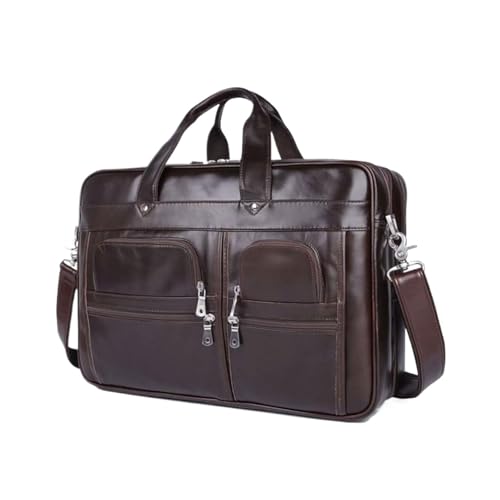 WANQIAN Herren Aktentaschen Laptoptaschen Echtes Leder Messenger Schultertaschen Computer Tragetaschen Handtaschen(Brown) von WANQIAN