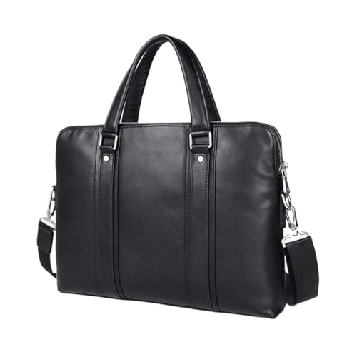 WANQIAN Herren Aktentaschen Laptoptaschen Echtes Leder Messenger Schultertaschen Tragetaschen Computer Handtaschen(Black) von WANQIAN