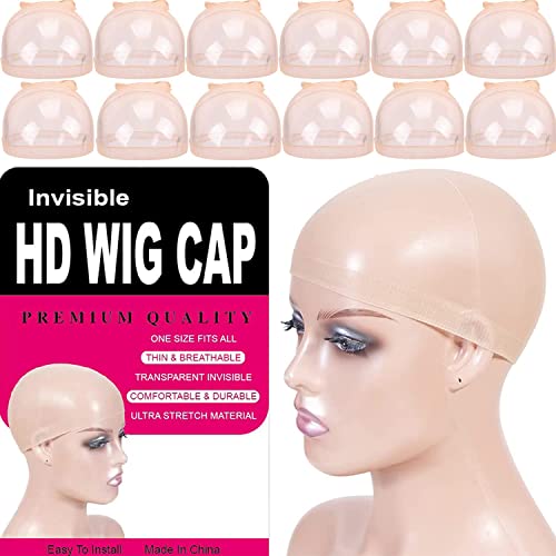 12-teilige Perücke Caps für Frauen HD Perücke Cap für Spitze Front Perücke Bald Cap für Perücken Stocking Caps für Perücken von WANSHI