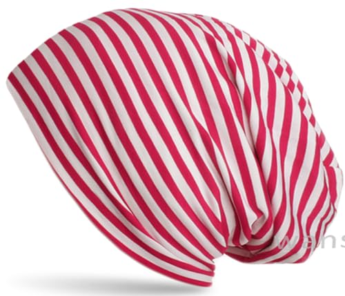 WANSSY® Damen Herren Unisex Farbe Beanie Fashion mit Streifen Muster Einheitshröße Kopfbedeckung (Baumwollmischung, Pink) von WANSSY