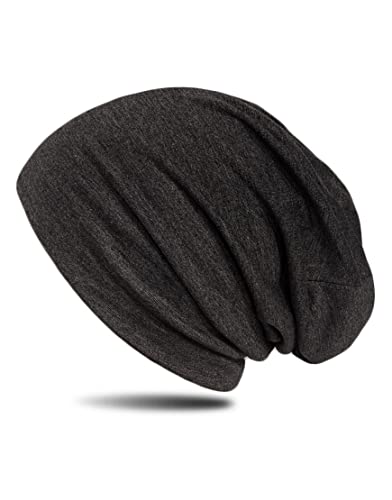 WANSSY® Damen Herren Unisex Uni Farbe Beanie Fashion ohne Muster Einheitshröße Kopfbedeckung (Anthrazitmeliert) von WANSSY