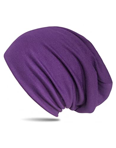 WANSSY® Damen Herren Unisex Uni Farbe Beanie Fashion ohne Muster Einheitshröße Kopfbedeckung (Designerviolett) von WANSSY