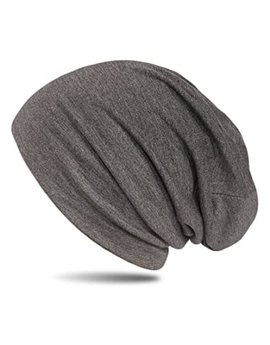 WANSSY® Damen Herren Unisex Uni Farbe Beanie Fashion ohne Muster Einheitshröße Kopfbedeckung (Graumeliert) von WANSSY