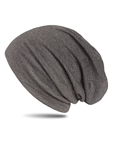 WANSSY® Damen Herren Unisex Uni Farbe Beanie Fashion schlicht ohne Muster Einheitshröße elastisch für M-XXL Kopfbedeckung Schutz vor der Sonne (Graumeliert) von WANSSY
