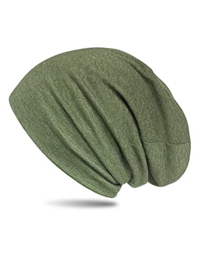 WANSSY® Damen Herren Unisex Uni Farbe Beanie Fashion ohne Muster Einheitshröße Kopfbedeckung (Laubgrünmeliert) von WANSSY