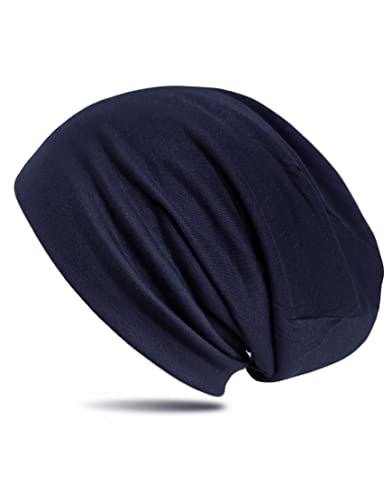 WANSSY® Damen Herren Unisex Uni Farbe Beanie Fashion ohne Muster Einheitshröße Kopfbedeckung (Navy) von WANSSY