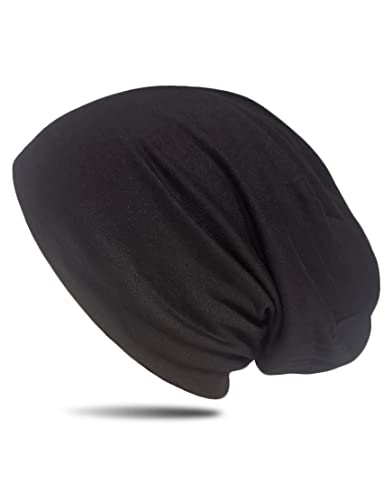 WANSSY® Damen Herren Unisex Uni Farbe Beanie Fashion ohne Muster Einheitshröße Kopfbedeckung (Schwarz) von WANSSY