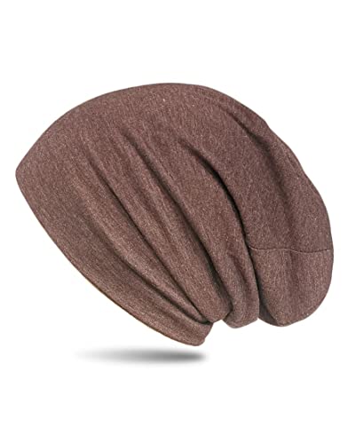 WANSSY® Damen Herren Unisex Uni Farbe Beanie Fashion schlicht ohne Muster Einheitshröße elastisch für M-XXL Kopfbedeckung Schutz vor der Sonne (Braunmeliert) von WANSSY