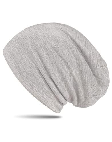 WANSSY® Damen Herren Unisex Uni Farbe Beanie Fashion schlicht ohne Muster Einheitshröße elastisch für M-XXL Kopfbedeckung Schutz vor der Sonne (Hellgraumeliert) von WANSSY