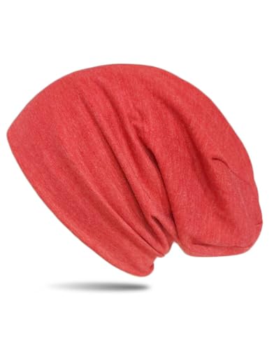 WANSSY® Damen Herren Unisex Uni Farbe Beanie Fashion schlicht ohne Muster Einheitshröße elastisch für M-XXL Kopfbedeckung Schutz vor der Sonne (Wassermelonmeliert) von WANSSY
