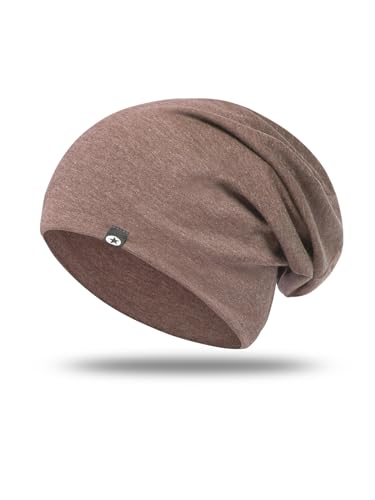 WANSSY® Damen Herren Unisex Uni Farbe Beanie mit Sternchen Fashion Einheitshröße Kopfbedeckung (Braun Meliert) von WANSSY