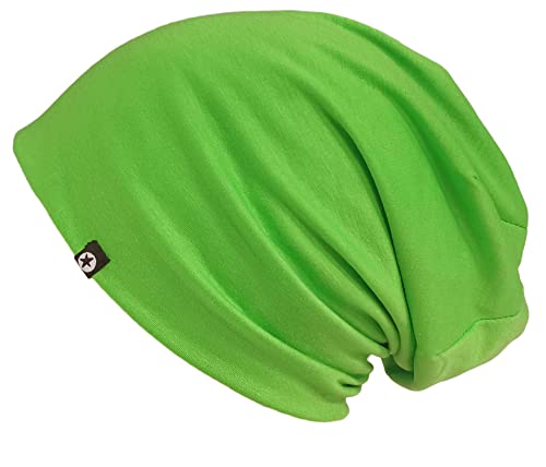 WANSSY® Damen Herren Unisex Uni Farbe Beanie mit Sternchen Fashion Einheitshröße Kopfbedeckung (Fresh Grün) von WANSSY