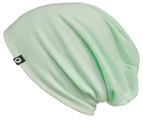 WANSSY® Damen Herren Unisex Uni Farbe Beanie mit Sternchen Fashion Einheitshröße Kopfbedeckung (Minz) von WANSSY