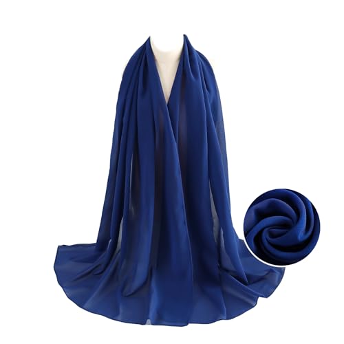 WANSSY® moderner Chiffonschal lang Schal Stola Tuch für Hochzeit Abendkleid in verschiedenen Größen Farben (Saphir XXL) von WANSSY