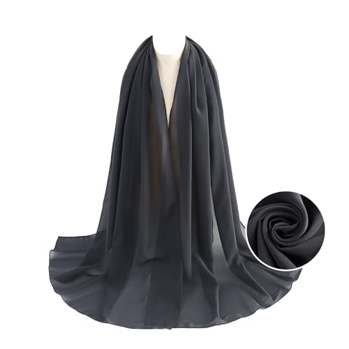 WANSSY® moderner Chiffonschal lang Schal Stola Tuch für Hochzeit Abendkleid in verschiedenen Größen Farben (Schwarz XXL) von WANSSY