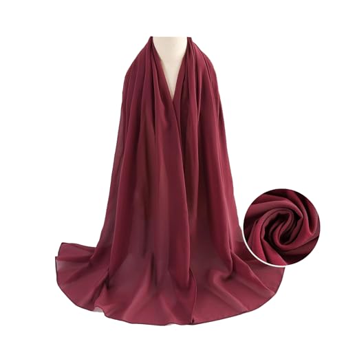 WANSSY® moderner Chiffonschal lang Schal Stola Tuch für Hochzeit Abendkleid in verschiedenen Größen Farben (Weinrot XXL) von WANSSY