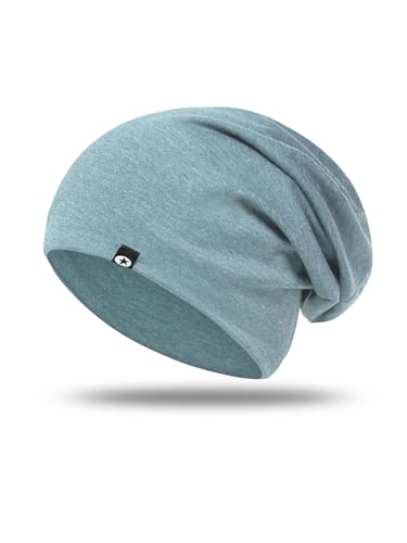 WANSSY Damen Herren Unisex Uni Farbe Beanie mit Sternchen Fashion Einheitshröße Kopfbedeckung (Türkis Meliert), Einheitsgröße von WANSSY