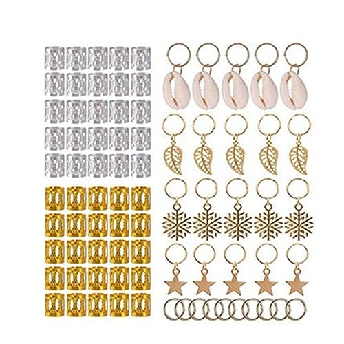 2024 80PCS Braid Clips Dreadlocks Zubehör Haar Spulen Schmuck Charms Anhänger für Frauen Mädchen Zöpfe DIY Haar Ringe Set von WANSUPYIN