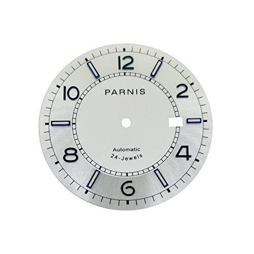 WANSUPYIN 2024 1 PCS Stahl Uhr Zifferblatt mit Grün Leuchtend 36,5 MM für NH35 Bewegung Uhr Ersatz Ersatz DIY Teil Uhr Zubehör, Weiß+Blau von WANSUPYIN