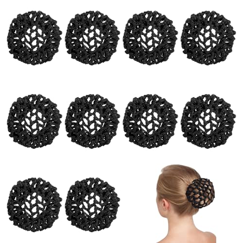 10 Stück Haarnetz Dutt Netz Dunkelblond Reiten,Haarnetz Reiten Turnier,haarnetz Ballett Kinder,Ballett Duttnetz Hell,Netz für Dutt Kinder von WANTUSHUI
