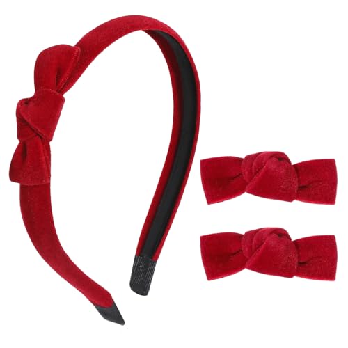3 Stück Haarreifen Kinder,Rockabilly Haarschmuck,Haarreif Rot,Rote Schleife Haare,Haarreifen Rot,Rote Schleife Stirnband,Rotem Schleifen-Stirnband,Haarreif mit Spangen von WANTUSHUI