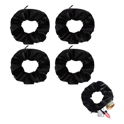 4Pcs Damen-Haargummis mit Reißverschluss,Schwarz Haargummi mit Versteck,Reise Gadgets Versteck Geld,Geldversteck Safe Travel,Strand Gadget Urlaub,Geldversteck Reise Haargummi für Wertsachen Versteck von WANTUSHUI