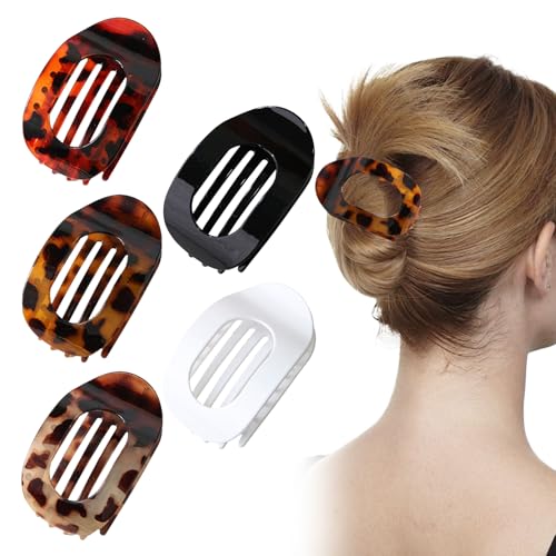 5 Stück Haarspangen Damen Dünnes Haar,Flache Haarspange Motte Claw,Haarklammern für Dünnes Haar Damen,Haarklammern für Dünne Haare Set,Haarspangen Damen Clip (5 Mit Muster) von WANTUSHUI