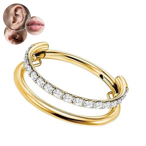 Conch Piercing Silber,Stilvoll Nasenpiercing Titan,Multifunktional Tragus Piercing Ring,Ästhetisch Ansprechend Nasenring Creolen,Bequem Ein Modisches Punkrock-Accessoire Für Männer Und Frauen (Gold) von WANTUSHUI