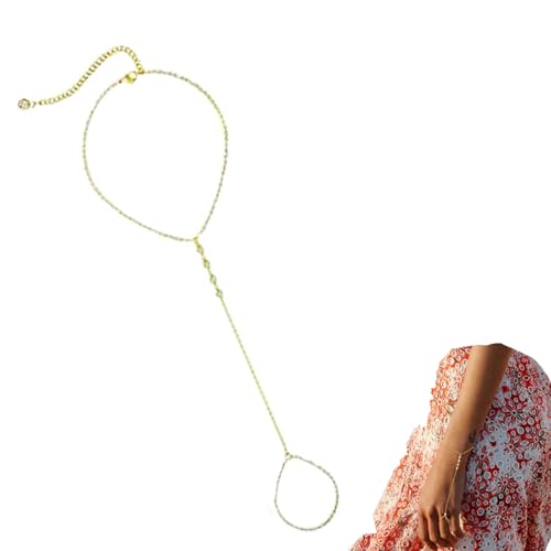Handkette,Oberarmreif Gold,Festival Schmuck,Jewellery Sommer Schmuck,Hand Chain,Armband Mit Ring ,Mit Verstellbarem Design,Trendy Handschmuck Für Frauen,Sommer-Strand Multifunktional Bracelet von WANTUSHUI